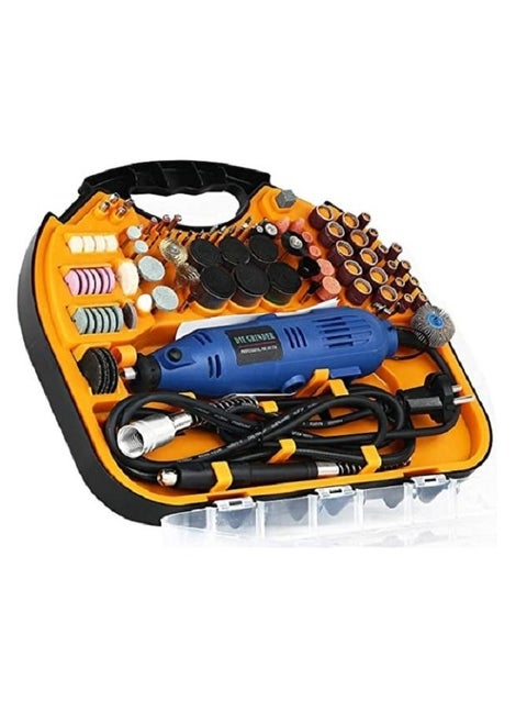 AQSON Die Grinder Tool Kit with MultiPro Keyless Chuck and Flex Shaft - 211pcs Accessories Variable Speed 130W 220-240V Electric Drill Set for Grinding Engraving Crafting Projects and DIY Creations