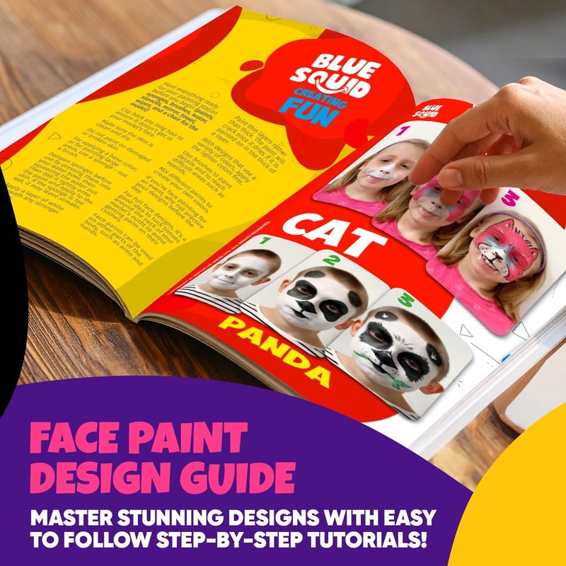Blue Squid 28 Color Face Painting Kit for Kids - Blue Squid Face Paint Kit Palette with 160pc accessories Stencils, Water Activated Non Toxic Washable Professional Facepaint body set Halloween Party Makeup - Image 5