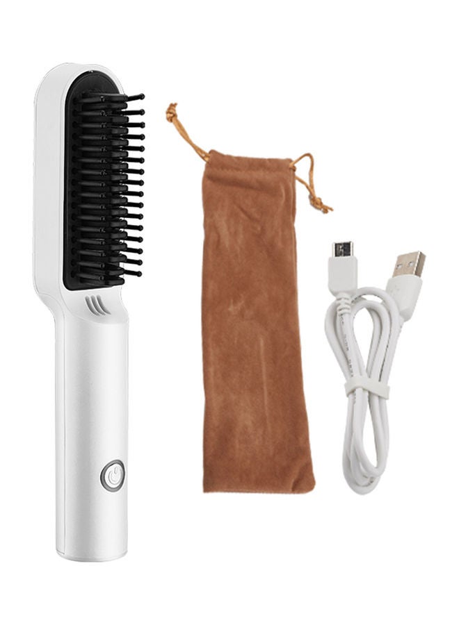 NIBEMINENT Professional Wireless Straight Hair Comb White/Brown - Image 1
