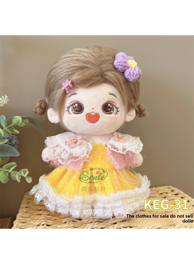 # 20cm Cotton Doll Clothes For Fat Body Can Be Worn Preppy Style Suit Plush Doll Dress Up Cute Baby Clothes Skirt-Color:20cm Cotton Clothes + Headwear (excluding Baby)-Specifications:KEG-31 - Image 1