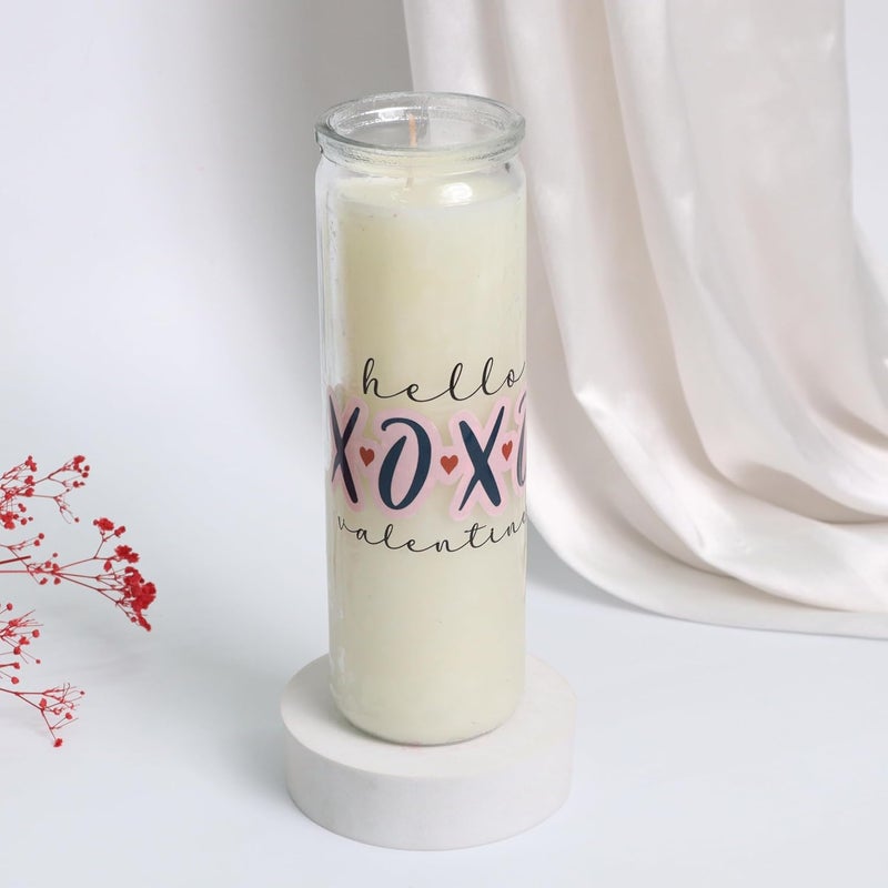 TOHAFHA Tohafha Long Glass Jar Candle with Sticker White Color - Image 5