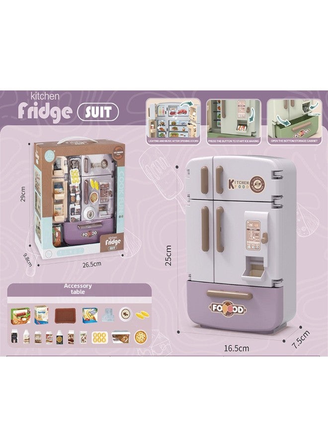 Toy/kitchenware Toy Set Cooking Utensils Plates Cups Cutlery For Kids' Playtime Fun-Color:(2093-2) Purple Refrigerator Toy Suit - Image 1