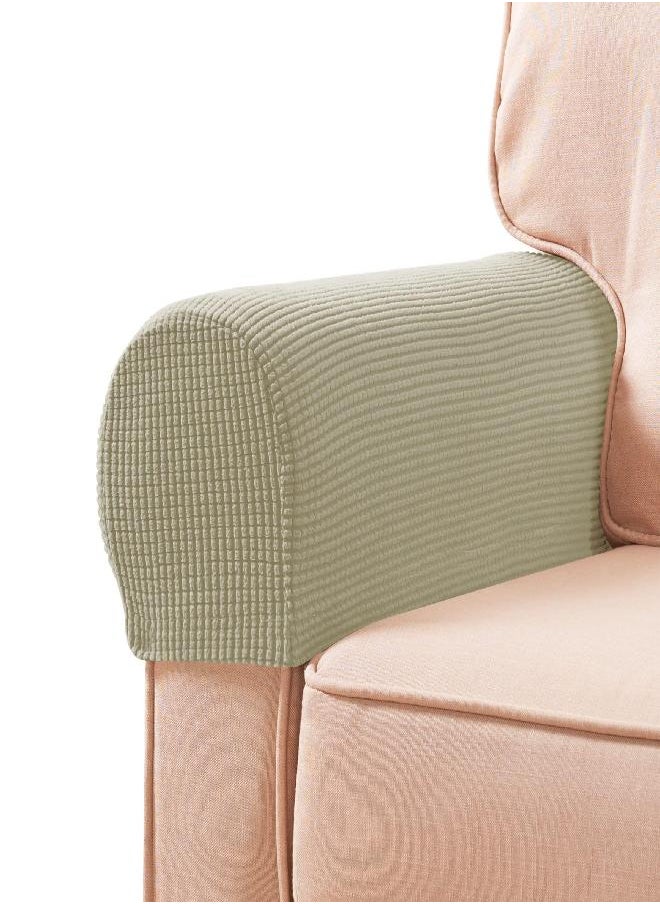 subrtex subrtex Stretch Armrest Covers Spandex Arm Covers for Chairs Couch Sofa Armchair Slipcovers for Recliner Sofa with Twist Pins 2pcs (Sand)  - Image 1