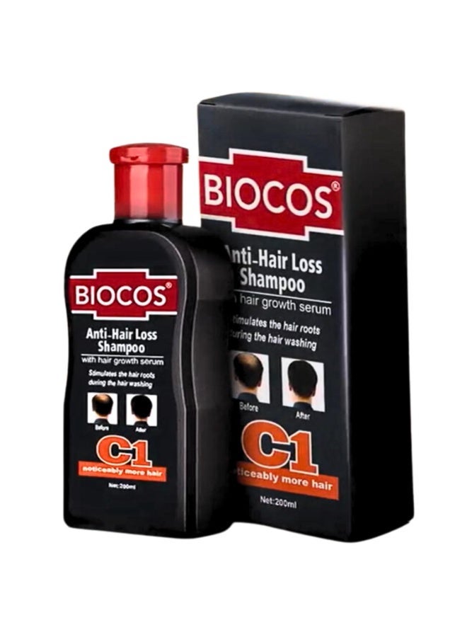 BIOCOS Anti Hair Loss Shampoo Ayurvedic Herbal Stronger Hair With Growth Serum 200ml Thick Thickening Hair Wash Shampoo - Image 1