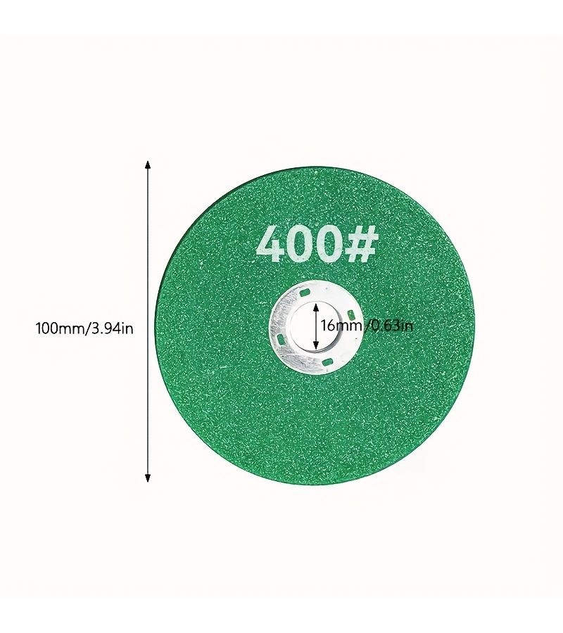 مجموعة واحدة مكونة من 3 قطع من عجلات الطحن الراتنجية 400، 800، 1200 بمقاس 100 ملم للزاوية، مخصصة لشحن وإزالة الصدأ وتلميع سكاكين المطبخ والمقصات. - Image 2