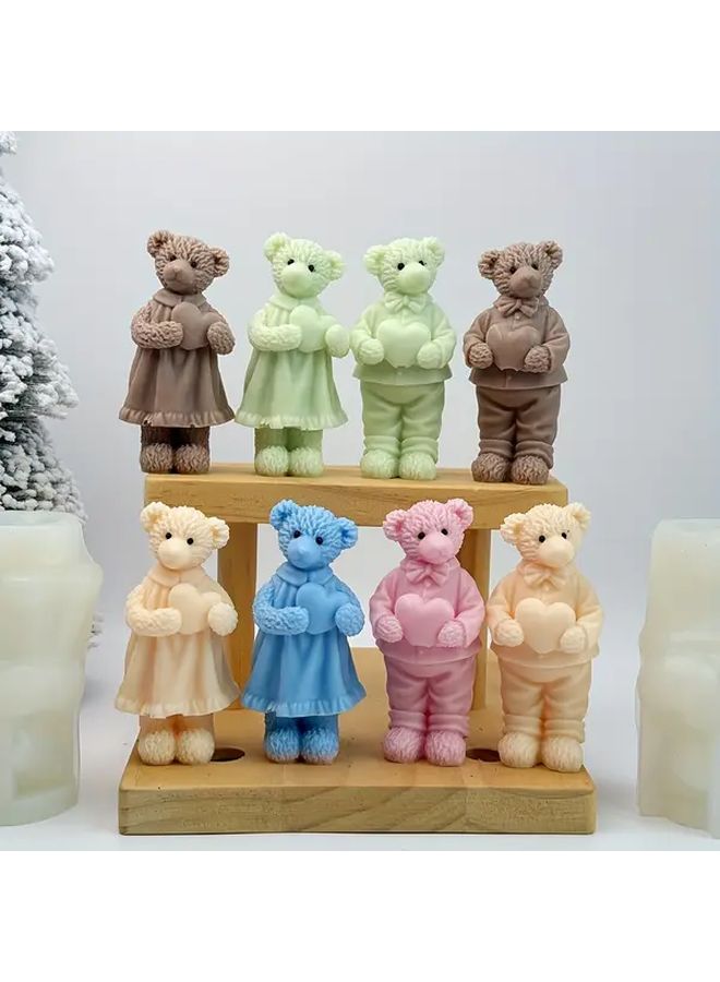 Valentines Day Hugging Couple Teddy Bear Silicone Mold Model 9371 For Candles And Crafts - Image 1