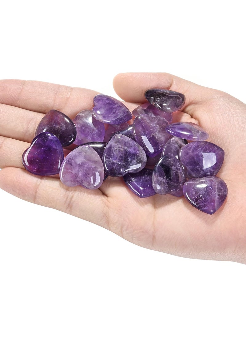 Jovivi Jovivi 10 Pcs 0.8 Inch Heart Crystals Healing Stone Natural Amethyst Crystal Heart Love Polished Gemstone Palm Worry Stones Reiki Meditation Home Decor Gift 