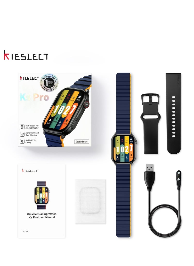 KIESLECT - Kieslect Ks Pro Smart Watch for Men Women(Answer/Make Calls),2.01"Semi-AMOLED Touch Screen,Blood Oxygen SpO2, 24/7Heart Rate Monitor,100 Sports Modes Fitness ,IP68,Compatible with Android iOS,Black - Image 1