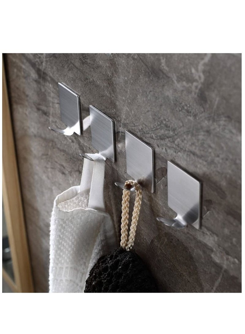 MIRFA Selfadhesive Hooks Stainless Steel Robe Coat Towel Hook Super Power Heavy Duty Wall Mount Key Hook Rack No Drill No Screw Waterproof for Kitchen Bathroom Toilet 4 Pieces  - Image 2