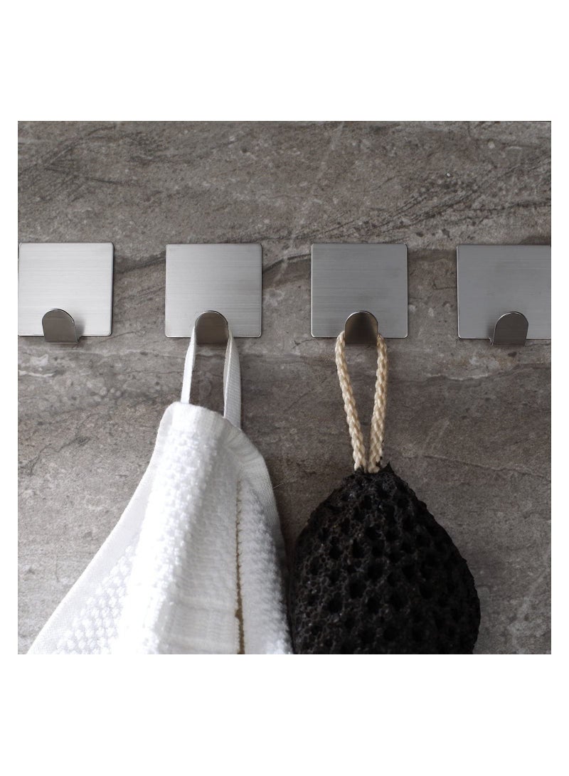 MIRFA Selfadhesive Hooks Stainless Steel Robe Coat Towel Hook Super Power Heavy Duty Wall Mount Key Hook Rack No Drill No Screw Waterproof for Kitchen Bathroom Toilet 4 Pieces  - Image 4