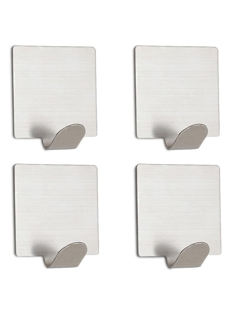 MIRFA Selfadhesive Hooks Stainless Steel Robe Coat Towel Hook Super Power Heavy Duty Wall Mount Key Hook Rack No Drill No Screw Waterproof for Kitchen Bathroom Toilet 4 Pieces  - Image 1