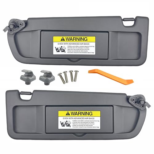 GlymXia Pair of Left and Right Sun Visors with Clips and Screws for Honda Civic 2006 2007 2008 2009 2010 2011 Interior Sun Visor Replacement (Dark Gray) - Image 1