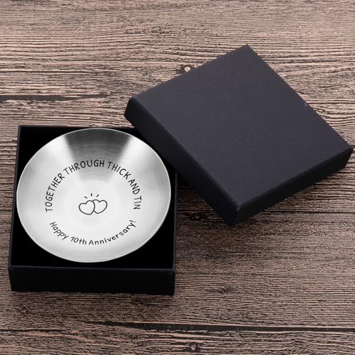 Fleure Esme 10th Anniversary Tin Gifts for Her Him 10 Year Wedding Tin Gifts for Husband Wife Romantic Keepsake for Couple Wife Husband for 10 Year Wedding Anniversary Present Jewelry Tray Ring Dish - Image 5