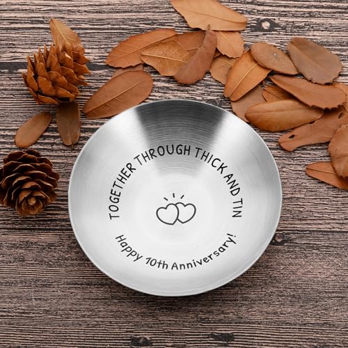 Fleure Esme 10th Anniversary Tin Gifts for Her Him 10 Year Wedding Tin Gifts for Husband Wife Romantic Keepsake for Couple Wife Husband for 10 Year Wedding Anniversary Present Jewelry Tray Ring Dish - Image 3