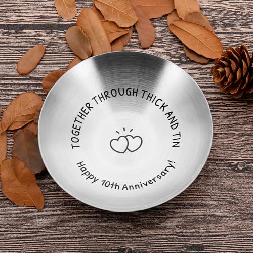 Fleure Esme 10th Anniversary Tin Gifts for Her Him 10 Year Wedding Tin Gifts for Husband Wife Romantic Keepsake for Couple Wife Husband for 10 Year Wedding Anniversary Present Jewelry Tray Ring Dish - Image 4