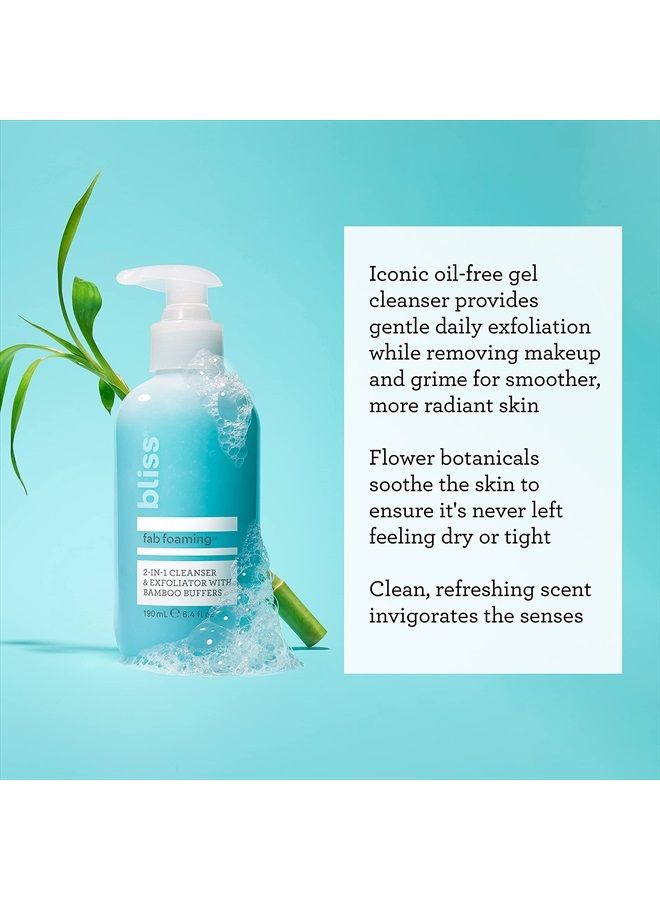 BLISS Fab Foaming 2-In-1 Cleanser & Exfoliator with Bamboo Buffers | Oil-Free Gel | Paraben/ Cruelty Free | 6.4 fl oz - Image 2