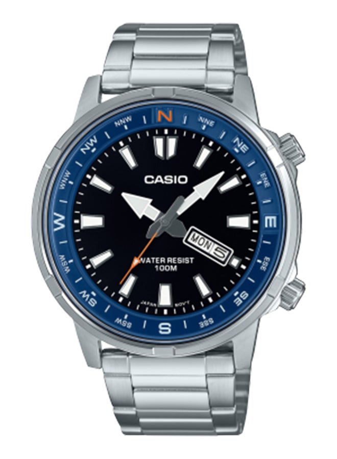 CASIO Men's Analog Round Shape Stainless Steel Wrist Watch MTD-130D-1A2VDF - 44 Mm