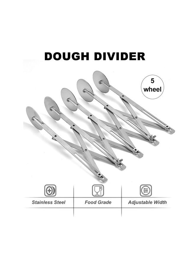 NIBEMINENT 5-Wheel Stainless Steel Pizza Cutter Silver 5.6x24.5centimeter - Image 2