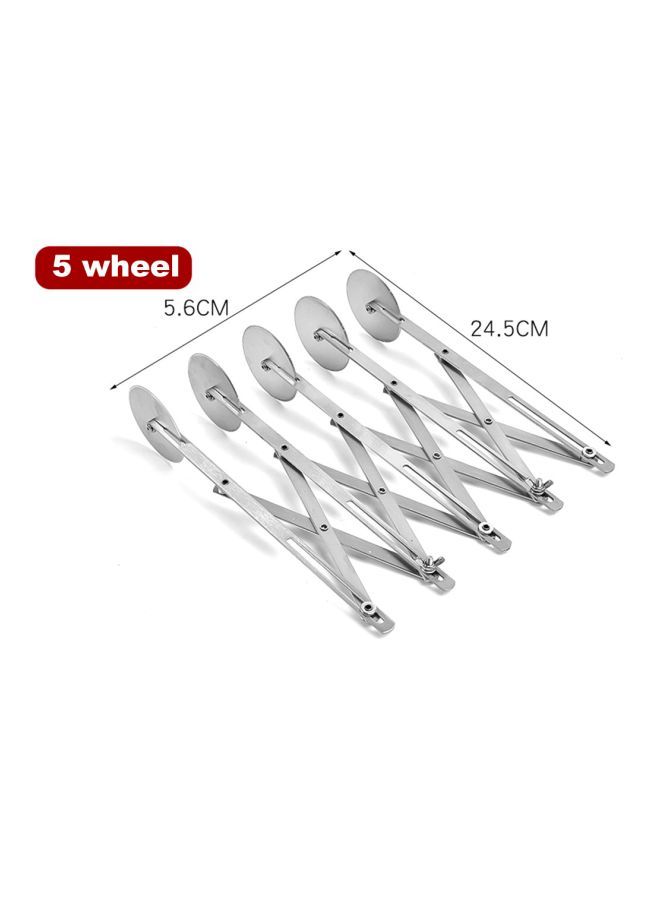 NIBEMINENT 5-Wheel Stainless Steel Pizza Cutter Silver 5.6x24.5centimeter - Image 3
