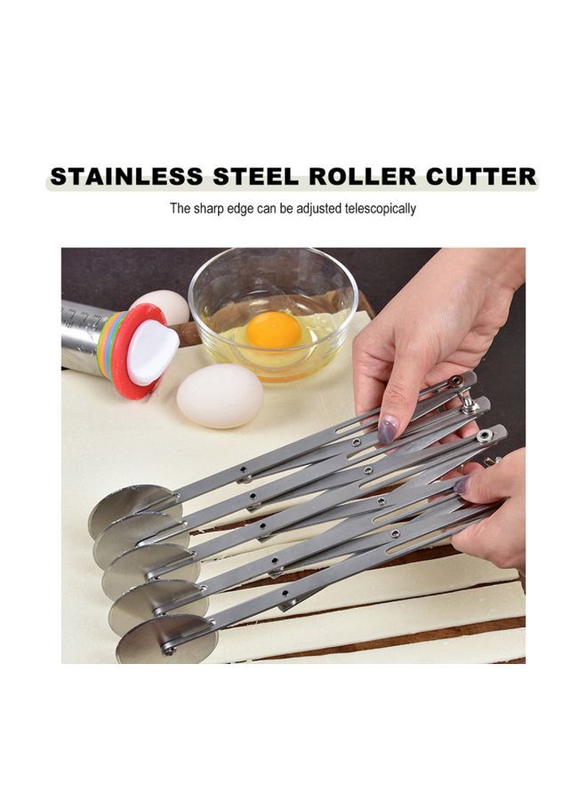 NIBEMINENT 5-Wheel Stainless Steel Pizza Cutter Silver 5.6x24.5centimeter - Image 5