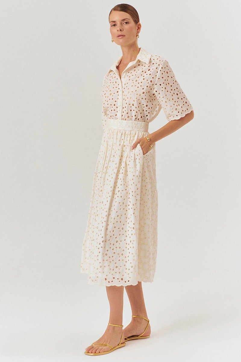 EXQUISE Fisko Patterned Cotton Midi Length Regular Skirt - Image 3