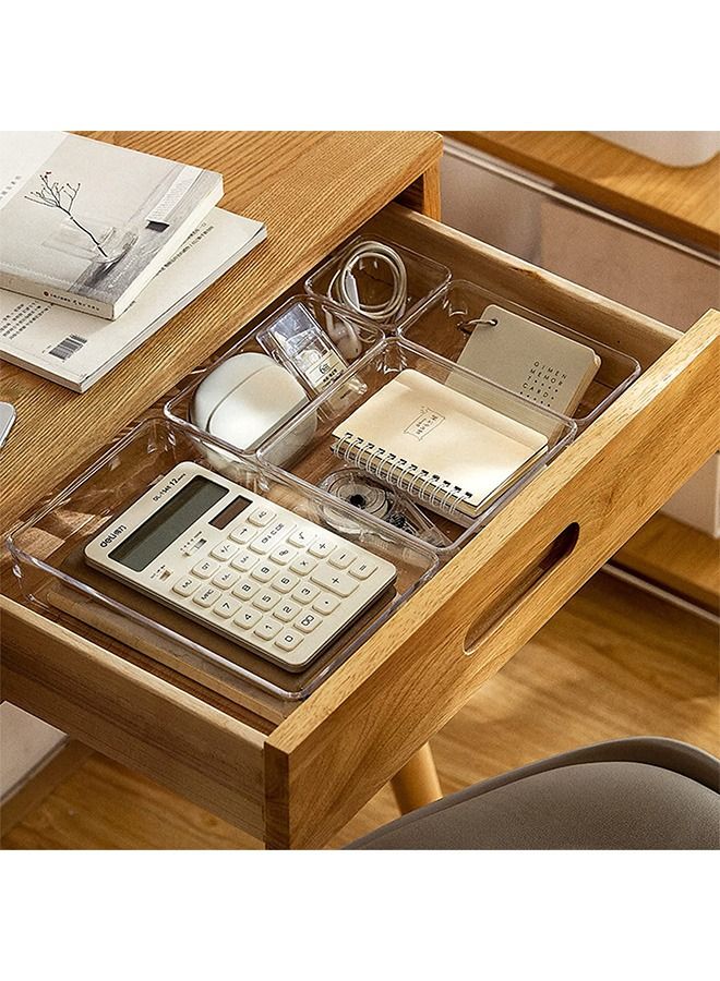 25 PCS Clear Desk Plastic Drawer Organizers Set 4-Size Versatile Bathroom and Vanity Box Trays Storage Bins for Makeup Jewelries Kitchen Bathroom Utensils Gadget and Office (Transparent） - Image 3