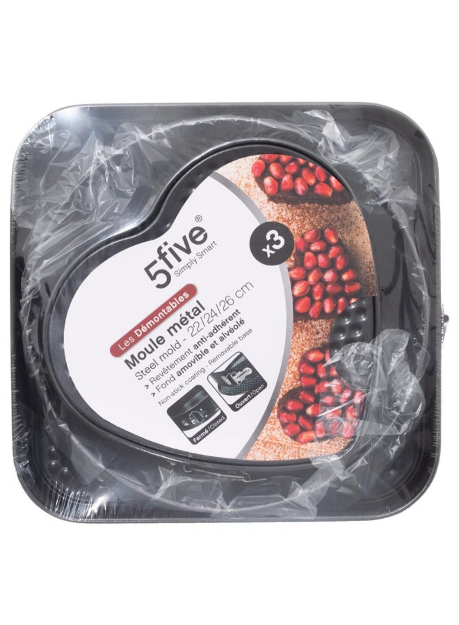 Five Simply Smart 3-Piece Non-Stick Coating Assorted Springform Tin Black 6.8 x 26 x 26 cm 135276 - Image 5