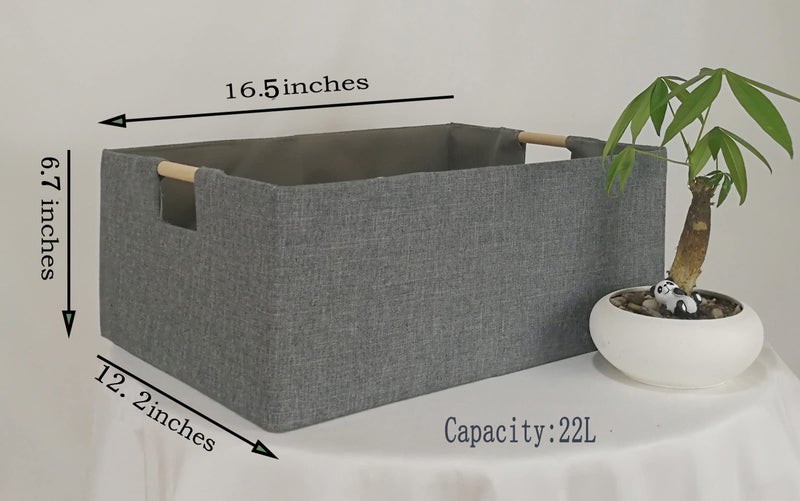 FUULOXE Storage Bin for Shelves Rectangle Closet Baskets Foldable Box with Handles Gray Shelf Baskets Toy Boxes for Home Office Car Dormroom - Image 2