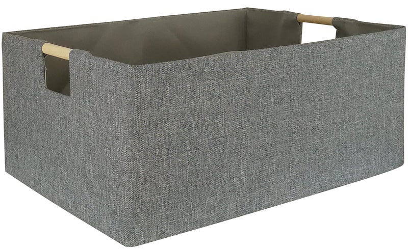 FUULOXE Storage Bin for Shelves Rectangle Closet Baskets Foldable Box with Handles Gray Shelf Baskets Toy Boxes for Home Office Car Dormroom - Image 1