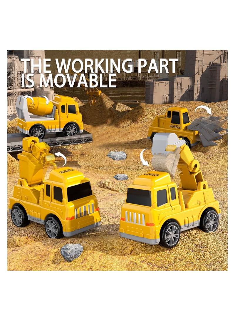 SYOSI Engineering Monster Trucks Toys, 7 in 1 Construction Transporter, Lights and Sounds, Excavator, Bulldozer, Crane, Lights and Sounds, Birthday Gifts, for 2-4 Years Old Toddlers, Birthday Gift - Image 4