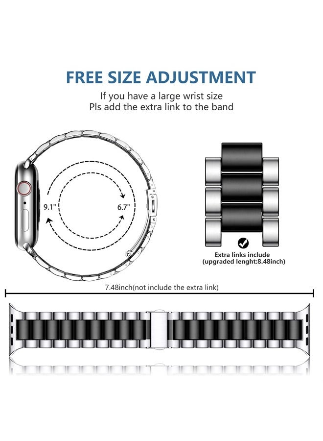 Lerobo Compatible for Apple Watch Band 38mm 41mm 40mm 44mm 42mm 45mm,Solid Stainless Steel Metal iwatch Bands with 2 Pack Protective Cases for Apple Wastch Series 8 7 6 5 4 3 2 1 SE/SE2 Men Women - Image 4
