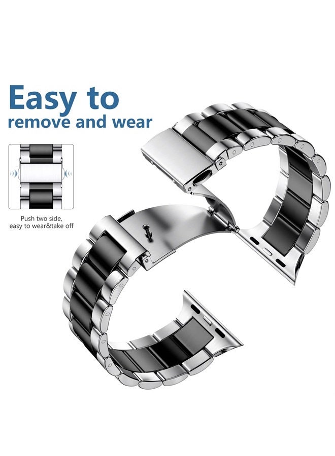 Lerobo Compatible for Apple Watch Band 38mm 41mm 40mm 44mm 42mm 45mm,Solid Stainless Steel Metal iwatch Bands with 2 Pack Protective Cases for Apple Wastch Series 8 7 6 5 4 3 2 1 SE/SE2 Men Women - Image 3