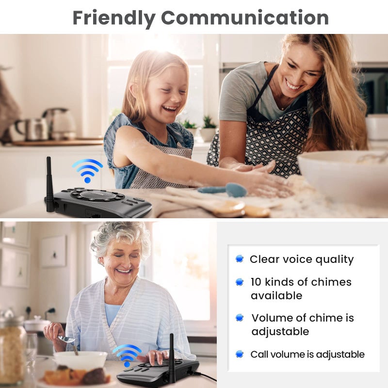 Wuloo Hands-Free Intercoms Wireless for Home Business, Wuloo Upgrade Two Way Audio Intercom System for Elderly, Full Duplex Room to Room Intercom with 5280 ft Range Clear Sound Anti-Interference, Pack of 2 - Image 2