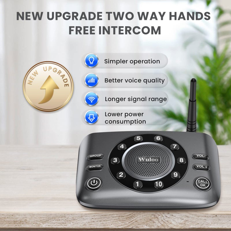 Wuloo Hands-Free Intercoms Wireless for Home Business, Wuloo Upgrade Two Way Audio Intercom System for Elderly, Full Duplex Room to Room Intercom with 5280 ft Range Clear Sound Anti-Interference, Pack of 2 - Image 5