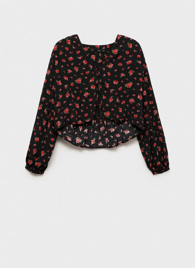 MANGO Ruffled Floral Blouse