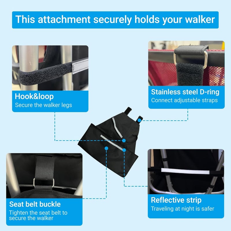 LITEMATIRA Walker Holder for Mobility Scooters & Power Chairs - Rollator Stand Support Storage Accessories, 24.4" L x 25”W x 11.4”D - Image 3
