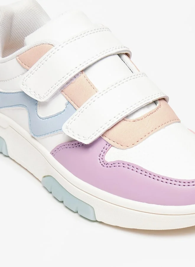 Flora Bella By Shoexpress Girl's Textured Casual Sneakers Shoes With Hook And Loop Closure