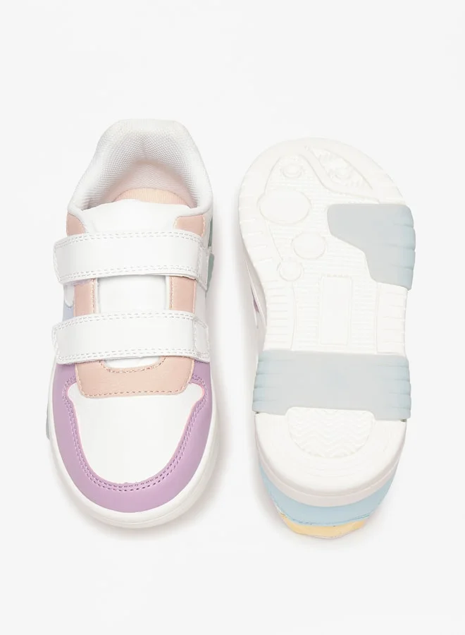 Flora Bella By Shoexpress Girl's Textured Casual Sneakers Shoes With Hook And Loop Closure