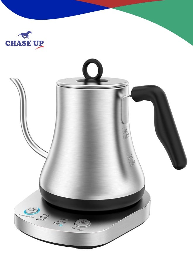 Chase Up Electric Kettle, Gooseneck Kettle with Temperature Control, Stainless Steel Kettle Suitable for Brewing Coffee and Tea,1000W Rapid Heating Electric Kettle,Auto Shut Off,0.8L - Image 1