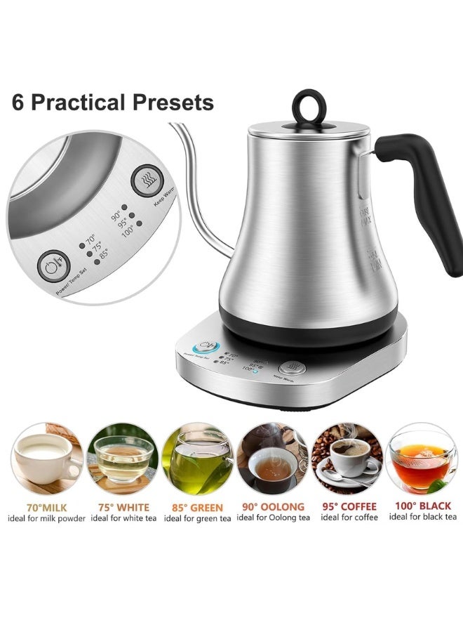 Chase Up Electric Kettle, Gooseneck Kettle with Temperature Control, Stainless Steel Kettle Suitable for Brewing Coffee and Tea,1000W Rapid Heating Electric Kettle,Auto Shut Off,0.8L - Image 4