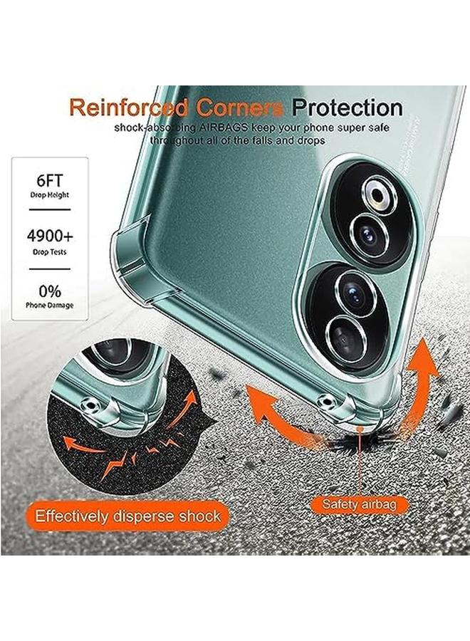 إيروريكس 1 قطعة بالإضافة إلى قطعتين متوافقتين مع هواوي هونور 90 جراب وواقي شاشة شفاف وغطاء شفاف من الزجاج المقوى ممتص للصدمات ومضاد للخدش لهاتف هونور 90 شفاف - Image 2