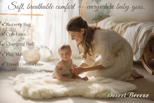 Desert Breeze Distributing Real New Zealand Lambskin Baby Rug | LRG 2x3 feet | Soft & Gentle Unshorn Baby Sheepskin Rug for Crib, Nursery & Travel | Natural Length Lambswool, Silky Soft, Ethically Sourced, Oeko-Tex Certified - Image 2