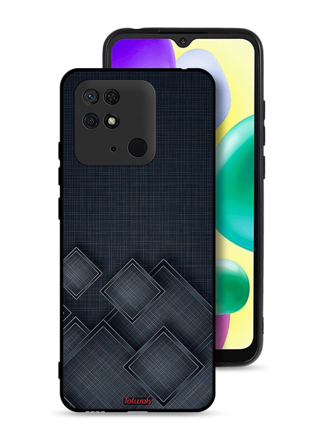 Tolwak غطاء حماية لهاتف Xiaomi Redmi 10C بنمط مربعات على القماش - Image 1