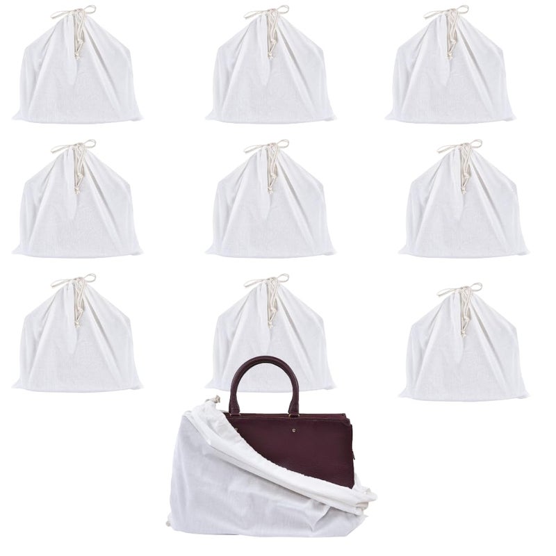 Dcluttr dust Bags for Handbags | Pack of 5 Odour Resistant Cotton Handbag Covers for Storage | Dust Cover Storage Bags for Handbags, Shoe Boots | Travel Storage Pouch Drawstring Closure (10) - Image 1