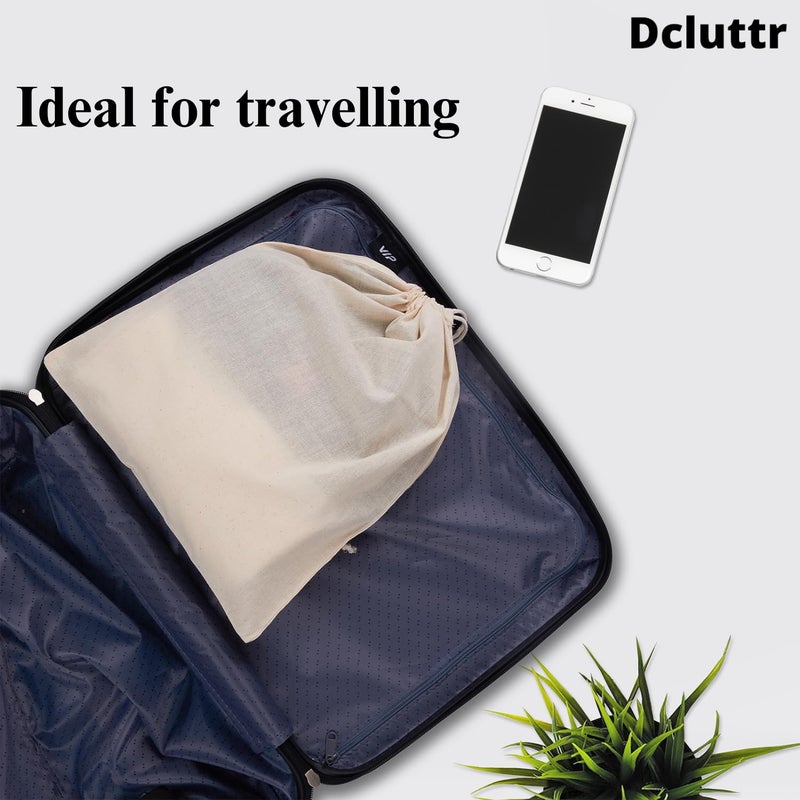 Dcluttr dust Bags for Handbags | Pack of 5 Odour Resistant Cotton Handbag Covers for Storage | Dust Cover Storage Bags for Handbags, Shoe Boots | Travel Storage Pouch Drawstring Closure (10) - Image 4