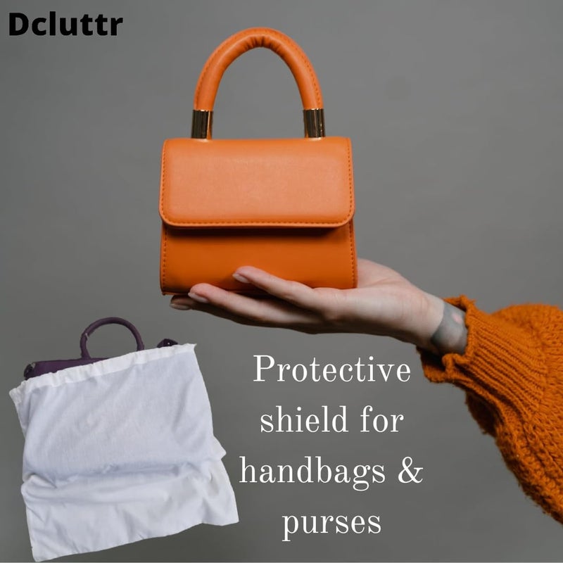 Dcluttr dust Bags for Handbags | Pack of 5 Odour Resistant Cotton Handbag Covers for Storage | Dust Cover Storage Bags for Handbags, Shoe Boots | Travel Storage Pouch Drawstring Closure (10) - Image 2