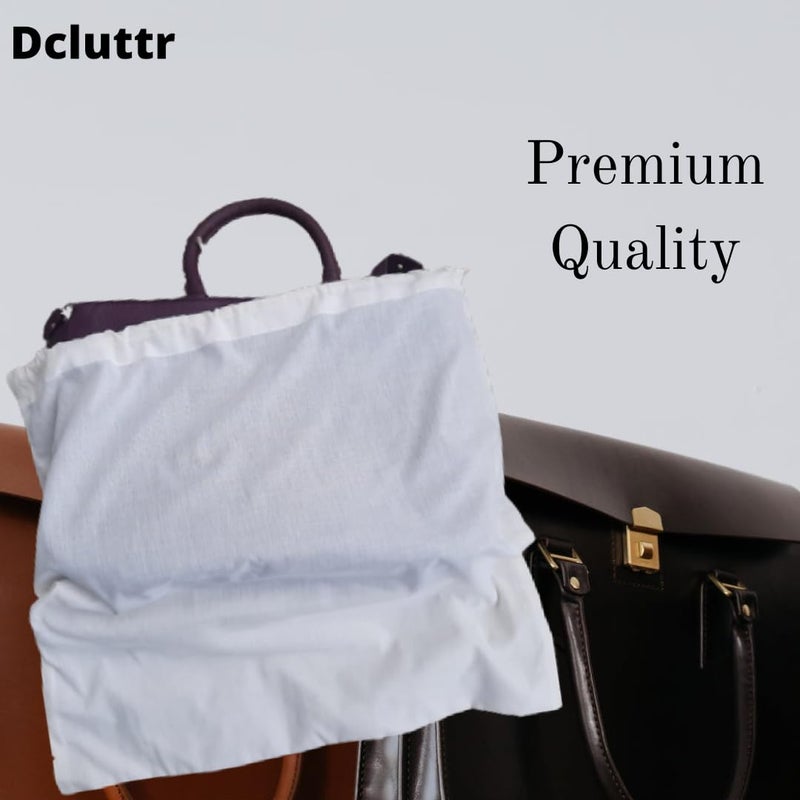 Dcluttr dust Bags for Handbags | Pack of 5 Odour Resistant Cotton Handbag Covers for Storage | Dust Cover Storage Bags for Handbags, Shoe Boots | Travel Storage Pouch Drawstring Closure (10) - Image 3