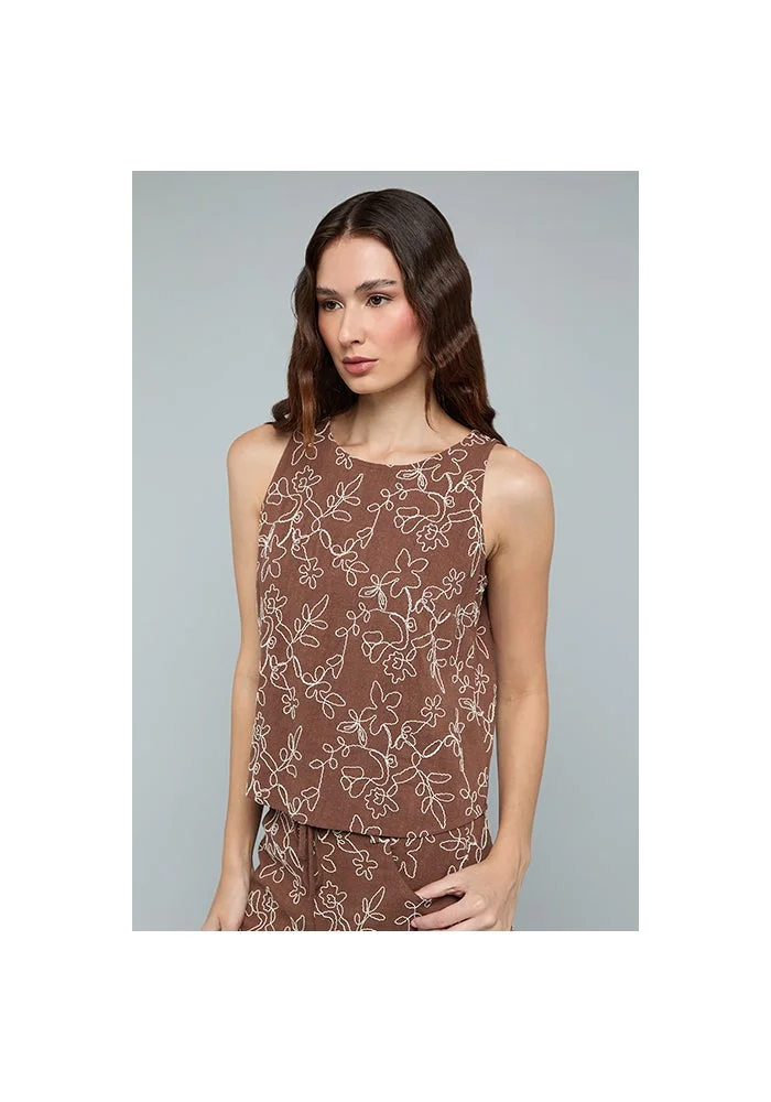 أر أند بي Embroidered Sleeveless Top
