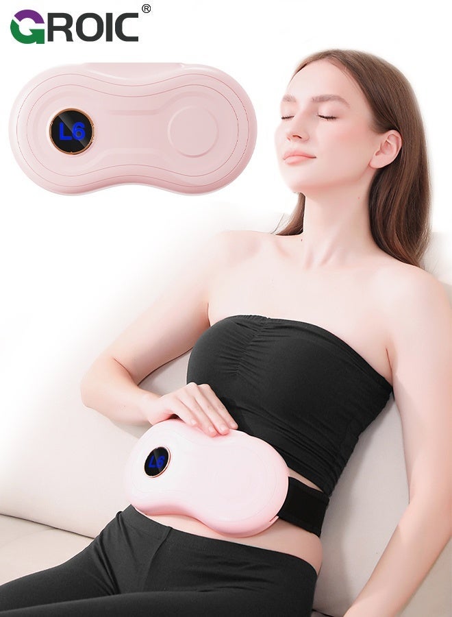 GROIC Slimming Belt, Abdominal Massager Portable Weight Loss Machine with 6 Massage Modes,Heating Pad for Period Cramps, Electric Waist Belt Device,Electric Fast Heating Belly Wrap Belt(Pink) - Image 1