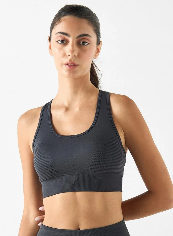 ADOT by Splash Textured Seamless Sports Bra with Cross Back Strap